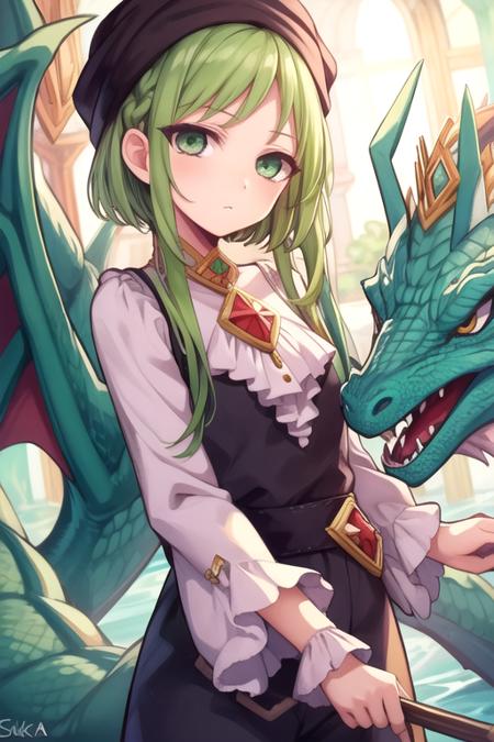 sakura_nanamine green hair green eyes