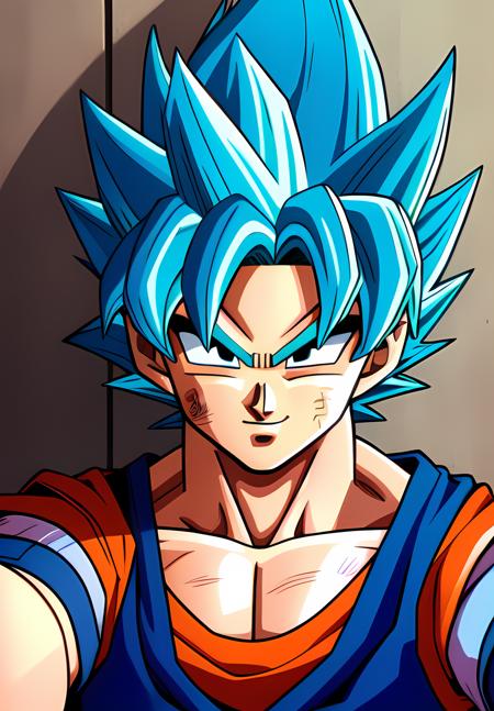 (Photo:1.3), highdetail, <lora:SonGoku:0.8>, SonGoku, solo, 1boy, smile, selfie, detailed face, detailed eyes, super saiyan Blue, Blue Hair, (sexy, hot, attractive:1.3), (trending on CGSociety, trending on pixiv, contest winner:1.3)