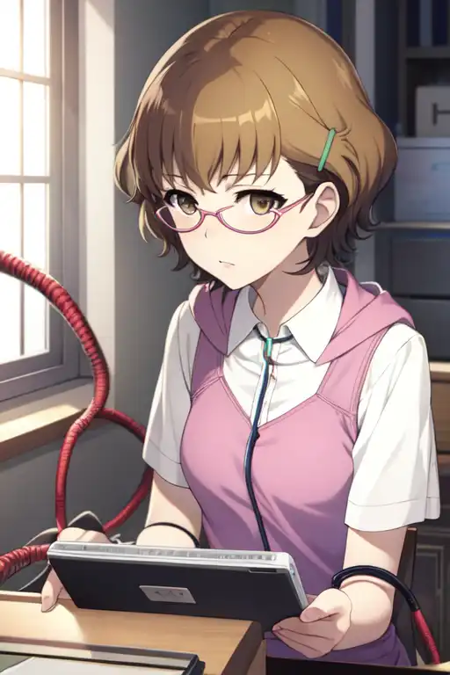 sugiuratakako, glasses, hairclip, electrical cables