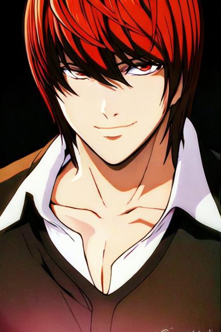 Yagami Light, medium-length brown hair with bangs, hazel eyes,  <lora:Light_30:0,6>
(masterpiece, best quality, ultra-detailed, highres, best illustration),perfect face, ((solo, solo focus)),sidelighting, lustrous skin,(bloom), (shine), ray tracing,pants, multiple boys, 4boys, male focus, jacket, smile, looking at viewer, vest, bodysuit, open clothes, upper body, white hair, piercing, open jacket, gloves, signature, open vest, 5boys, sleeveless, animification,depth_of_field, sci fi background,very detailed background,extreme light and shadow,(detailed eyes), (beautiful) beautiful detailed eyes, perfect lighting , perfect anatomy,(extremely detailed illustrated 8k wallpaper),(masterpiece), (best quality), (ultra-detailed), (best illustration),(best shadow), vivid colors,full body,