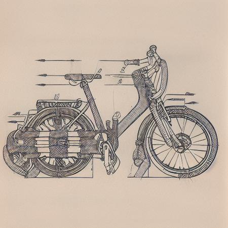 a drawing of bike <lora:T3chDr4w_v1:1>, ((detailed))