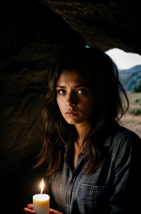 photograph of a woman, (troubled facial expression), textured skin, goosebumps, blonde afro hair, plaid flannel shirt with distressed boyfriend jeans, cowboy shot, dark and mysterious cave with unique rock formations and hidden wonders, perfect eyes, (candlelight,chiaroscuro), Porta 160 color, shot on ARRI ALEXA 65, bokeh, sharp focus on subject, shot by Don McCullin
<lora:Detail Slider V2 By Stable :0.4>