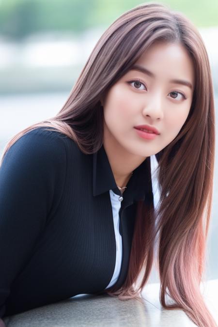 <lora:twiceJihyoV1:1>,Jihyo,1girl,woman,complex 3d render ultra detailed, smile, portrait of beautiful woman, moody portrait, striking features, beauty, intricate details, dramatic composition, tension, contrast, texture, realism, high-quality rendering, stunning art, high quality, film grain, Fujifilm XT3,swirly bokeh,(realistic, photo-realistic:1.4),RAW photo,physically-based rendering,(looking at viewer:1.4),(8k, best quality, masterpiece:1.2),(full body shot:1.2),octane render,extremely detailed CG, unity 8k wallpaper,in street,urban,city,(studio soft light,sunlight:1.1),hyper realistic detail shiny skin,ultra detailed,(standing:1.1),(a girl is wearing school uniform:1.5),(ultra realistic:1.5),(intricate:1.1),(photorealistic:1.4),1girl,(skinny:1.3),detailed background ,(large breasts:1.1)