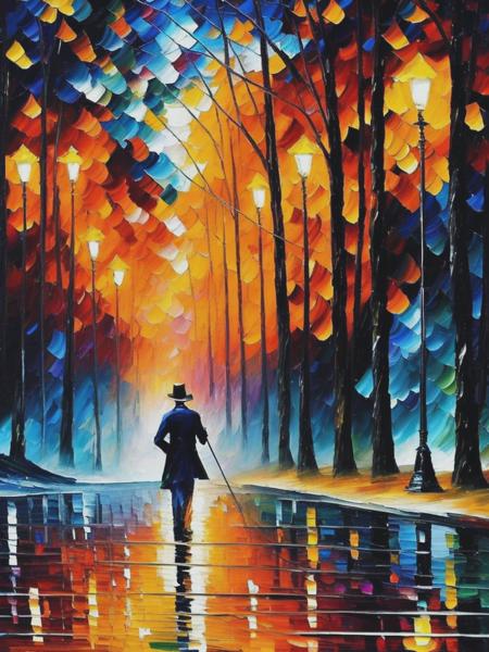 <lyco:LeonidAfremov:1.0> a psychologist navigating through infernal River at sunset, highly detailled, leonid afremov style