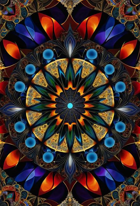 Spider-woman, kaleidoscope, tile, symmetry, fractal, mandala, ABS Fractal, Surrealist, Abstract, Calligraphy, Psychedelic, Fine detail, Oil on canvas, Deep triadic colors, Dark shadows, Black, White, Red, Gold, Silver, Bronze, Orange, Yellow, Green, Blue, Indigo, Violet, Magenta, Cyan, Brass, Chrome, Crystal