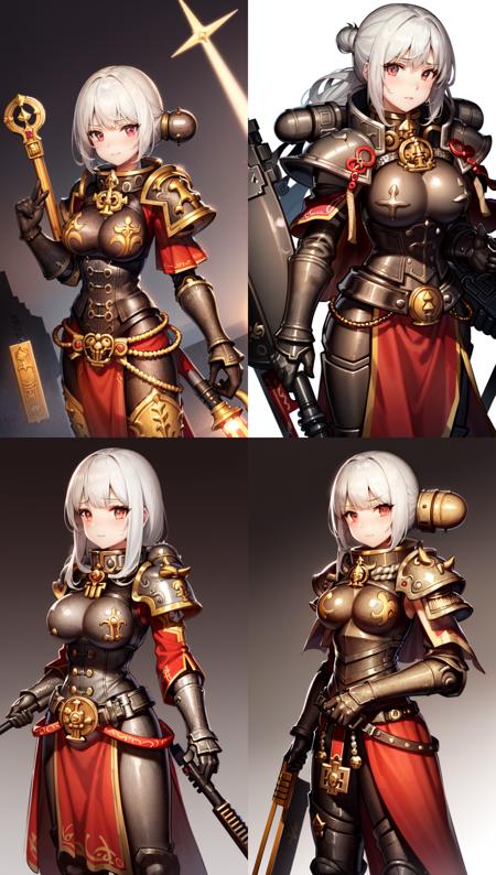 1girl, adepta sororitas, armor, shoulder plates,  <lora:WH40KSistersR8:1>, warhammer 40k,