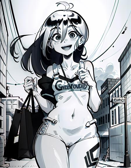 1gir, dress, long hair, smile, shopping bag, (wide hips, small breast, curvy:1.2), (very happy, smile:1), looking at viewer, (from above:1), leaning forward,
, monochrome, greyscale, ink, white background,
(masterpiece:1.2), (best quality, highest quality), (ultra detailed), (8k, 4k, intricate), (Cowboy shot:1.2), (50mm), (highly detailed:1.2),(detailed face:1.2), detailed_eyes,(gradients),(ambient light:1.3),(cinematic composition:1),Accent Lighting,extremely detailed,original, highres,(perfect_anatomy:1.2),
<lora:InkToon_style-20V2:1>