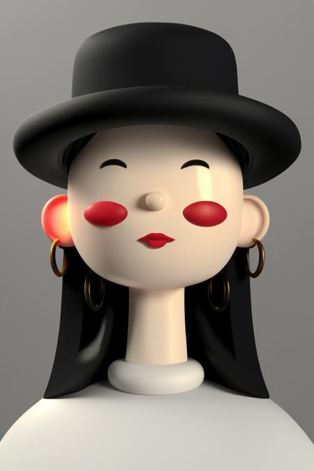 a woman with a hat on her head ,  toy_face