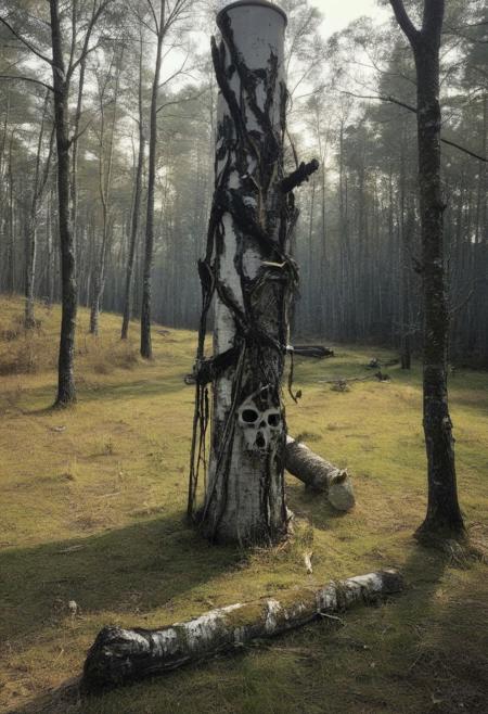 Caspar David Friedrich (romanticism), Pine barrens with charred tree skeletons, birch bark peeling scrolls, napoleonic-era signal tower,corncrake in tall grass.,Art painting by Makoto Shinkai and Fiona Staples and Tran Nguyen, featured on Caravaggio,,
artstation trending, macro lens, volumetric light,
<lora:Illustration_Insanity:0.3>,
<lora:dreamshaperXL10_lora:0.7>,
<lora:extremely_detailed:0.3> extremely detailed,
<lora:DetailMaximizer:0.3>,, Surrealism art style, dreamlike and irrational imagery, explores the unconscious mind, juxtaposition of unlikely elements, challenges reality and logic