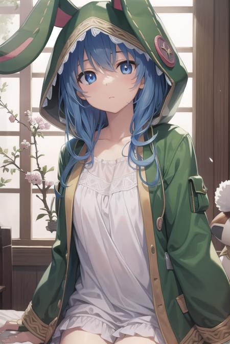 dalyoshino, <lora:yoshino-lora-nochekaiser:1>, 
yoshino, blue eyes, blue hair, long hair,
BREAK animal ears, animal hood, boots, coat, eyepatch, green footwear, hand puppet, hood, puppet, rabbit, rabbit ears, stuffed animal, stuffed toy,
BREAK looking at viewer, 
BREAK indoors,
BREAK <lyco:GoodHands-beta2:1>, (masterpiece:1.2), best quality, high resolution, unity 8k wallpaper, (illustration:0.8), (beautiful detailed eyes:1.6), extremely detailed face, perfect lighting, extremely detailed CG, (perfect hands, perfect anatomy),