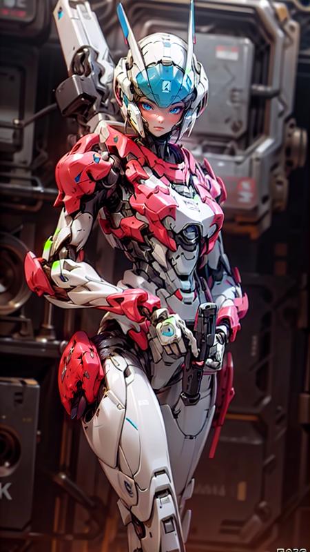 TFFRArcee, 1girl, autobot, blue eyes, helmet, machinery, mecha, robot,   armor