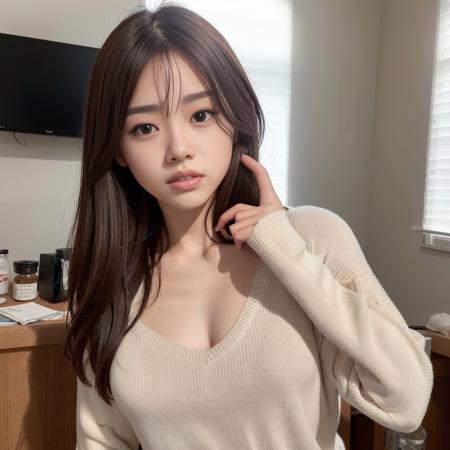 girl sitting at home with a sweater,
<lora:aiBeautyIthlinni_ithlinniV1:0.1>,<lora:koreanDollLikeness_v15:0.05>,<bra_v5.safetensors:1.5>,<lora:vyan_v2:0.3>,<lora:JAV_Mio_v1.5:0.1>,<lora:sexSexyEasternExperience_sexV10:1.1>
Iphone 13 photo,8 k,(photorealistic:1.8),best quality, realistic, photorealistic, physically-based rendering,ultra high res,ultra detailed,extremely detailed face,((puffy eyes)), best quality, realistic, unity, 8k wallpaper, photo realistic detailed CG unity 8k wallpaper, (original: 1.4), (realistic: 100), ultra detail, high resolution, ultra detailed,amazing, fine detail,(1girl:1.8), (realistic skin:1.4), (light brown skin:1.4), full body, small boobs, body covered, short hair, small tits, short hair, not perfect hair, tiny boobs, t-shirt, imperfect hair, dry hair, no nipple, bad lighting, hard lighting, imperfect hair, imperfect skin, cute, thick clothes, sweater, realistic hair, ultra realistic hair, loose clothes, freckles, covering clothes, big sweater, c-cup, small titties, loose clothes, full sweater, very light wrinkles, flat lighting, flat light, dry skin, normal proportions, well groomed hair, ultra realistic hair, high resolution face, realistic upper body, detailed upper body, detailed clothes, no makeup, girly hand, thin hand, small hand, hide hand, clothed, pants, good shadows, realistic shadows, bad hair, non reflective hair, (extremely detailed face), extremely realistic face, (small blemishes on face), only 1 girl, ugly korean skin, bad skin, slight korean features, high resolution face,  high resolution upper body, ((realistic eyes)), ((realistic face:1.3)), ((ultra realistic shadows)), ((ultra realistic face)), (((super realistic lighting))), (((home made:1.7))), ((high resolution face))