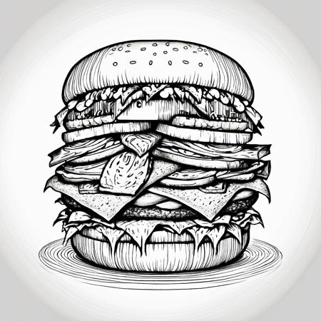 orn8 design of a highly detailed of a fabulous hamburger