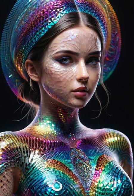 Masterpiece, best quality, 1girl, made out of fractangles
