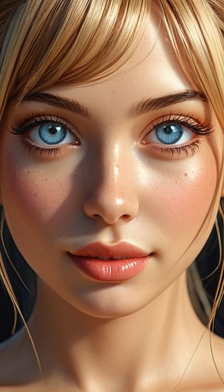 (Cel-shading:1.8), (in ARTIST style:1.7), (masterpiece:1.7), tsundere, from side, emotions:1.1,
gorgeous girl face, cute, beautiful, gorgeous, smiling:1.1, showing emotions, perfect body, solo, long hair, (very long eyelashes:2),perfect blonde hair, streaked multicoloured hair, , bangs, freckles, striking large eyes, aligned eyes, mirror eyes, gorgeous,fantasy theme,
eyeliner, trendy portrait, bare shoulders, tender Aesthetic nose, perfect lips, gorgeous lips, puffy lips, sensual lips, cinematic,
(masterpiece), (best quality), (incredibly detailed:1.4) (beautiful detailed face, beautiful detailed eyes), (ultra-detailed), very aesthetic, illustration, perfect composition, intricate details, absurdres, detailed skin, clean skin,  pure skin,
(masterpiece:1.8), (highest detailed:1.8), (angle:0.9), perfectly lighted, (contrast), (saturated), (((sharp focus))), (hyperdetailed:1.3), (intricate details:1.2), (Refined details:1.3), (best quality:1.5), highly detailed textures,
<lora:Apparatus_-_Traction_City_Walkers_Vehicles:0.6>,
<lora:add-detail-xl:1> (ultra sharp focus:1.8), (detailed skin:1.8), (best quality:1.8),
<lora:glowneon_xl_v1:0.6>
<lora:Someplastic_b:1>