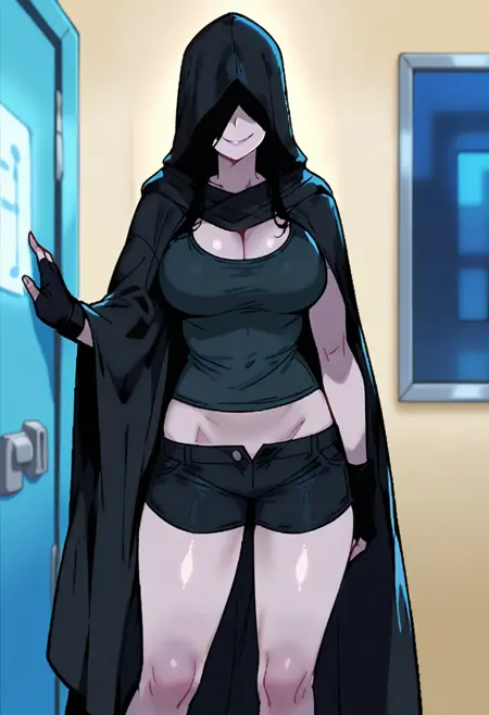 black cloak with shaded face