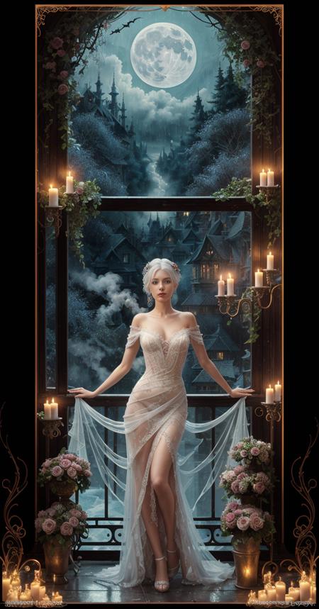 ((Cinematic film screensaver)), full body realistic photo, luminism professional masterpiece postcard, dark romance KUINDZHI, KLIMT action painting acrylic impasto music, notes, close up transparent, tender detailed vampire girl portrait playing guitar city street balcony, (((eyes are open))), swirling ivy, columns, candles, white hair, glowing eyes, red airy dress, swirling fabric, big moon, clouds stars, bats roses Rockwell, ghostly abandoned centered expressive masterpiece, tempera painting, drawing, action scene, glittering, fantasy, fairytale, detailed dynamic poster, fantasy, by James Jean, Craola, Mumford, Royo Andy Kehoe, patchwork, stained glass, storybook illustration, highly detailed unusual beautiful details, intricated, intricated pose, tiny details masterpiece, high quality, intricated lighting, luminism, (beautiful anatomically correct eyes), anatomically correct structure of fingers and toes, five fingers on the hand, full screen body height, (everything is in icy tones), ((a painting made of ice)), (((smoke effect))), <lora:Ice:0.3>, ((frame filled with various details)), ((raining)), soft lighting, (Highly Detailed:1.4), <lora:add-detail-xl:0.9>, 8k resolution, mysterious, professional photo, ((64 megapixels)), HDR, (ultra high quality).