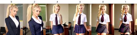 sexy blonde 25 year old woman with ponytail in schooluniform <lora:schooluniform:0>