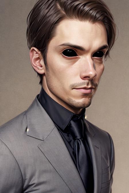 portrait, man in suit, looking at the camera, realistic,
 <lora:blackeyes-v1:1>