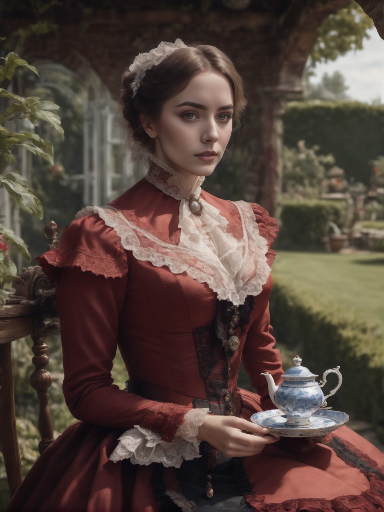 8k, masterpiece, highly detailed, realistic, photograph,
woman wearing a red (victorian dress), <lora:victorian_dress-XL-2...