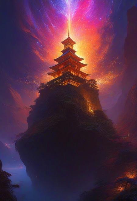 japanese nihonga painting about In the unpublished and breathtaking image (far beyond the unseeable) by john berkey, the essence of the Master's artistry shines through with remarkable clarity. As your eyes wander across the canvas, you'll encounter a harmonious fusion of elements that defy convention and ignite the imagination. It is a visual symphony that stands as a testament to Berkey's boundless creativity. Vibrant and sublime colors dominate the image, bursting forth with a luminosity that captivates the viewer., d&d, fantasy, highly detailed, digital painting, artstation, sharp focus, fantasy art, character art, illustration, 8k, art by artgerm and greg rutkowski