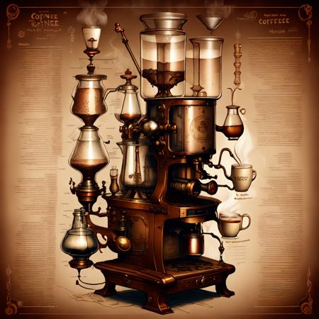 <lora:SteampunkSchematicsv2-000009:1> SteampunkSchematics fantasy coffee machine