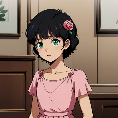 leinaashta,1loli, leinaashta,1loli, curly hair,black hair,hair ornament,bangs,green eyes, shirt,pink jacket,long sleeves,layered sleeves,short sleeves, white skirt,miniskirt, white socks,pink footwear,sneakers,