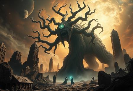 BEHOLD moblin, A universe inside a universe within mysteriously unknowable known in an unfathomable realm of fantastic creation inhabited by ancient shadows of a forgotten time beyond the gate of the gateless gate where life is limitless, light is shadow and shadow is light, eerie sense, horror, spark of the beginning, existence and nonexistence at once, ethereal, behold the end of the beginning, inglorious glory to the dark one, betrayal of the ancient order, beware 7headed beast, destroyer of old ways, bearer of unbearable, nightmarish, archaic runes, tree aging backwards, breath of gods, ruins of a place unimagined, extreme intricate detail, photorealistic, beyond epic scene, fate discarded, unseeable face of god, the end is the beginning, the beginning is the end, man arises as god dies, as above so below, as below so above, emerald tablet, thoth, guardian and saboteur of existence, hopeless hope, ghosts of the unborn, conception of the inconceivable, cosmic well of imperceptible perception, evil aura, infinite emptiness, pillars of void, overwhelming subtlety, abstract sacred geometry, beams of readiness without intention, gift of doom, despair of the ages, hidden secret warnings from dead gods, carved by the conductor of unholy loneliness of time incarnate, consumed by the night itself, beautiful tragedy of hellish discovery, unraveling mist of unreal reality, proclaim the nameless name of collapsed eternity, infernal maleficium, flameless fire, whores, whores