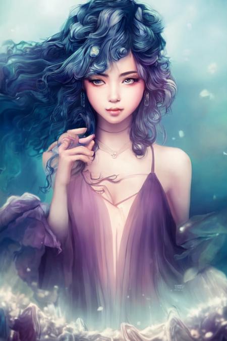 digital illustration style, book cover,  incredibly detailed, 1girl, rainbow hair, kimono, summer time, heterochromia, looking_at_viewer,  short_hair, solo, foggy future cinematic lighting, wlop, art by artgerm, anidzk2