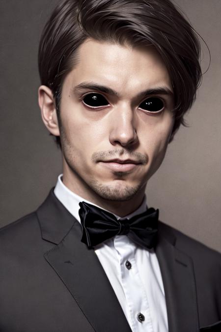 portrait, man in suit, looking at the camera, realistic,
 <lora:blackeyes-v1:1>