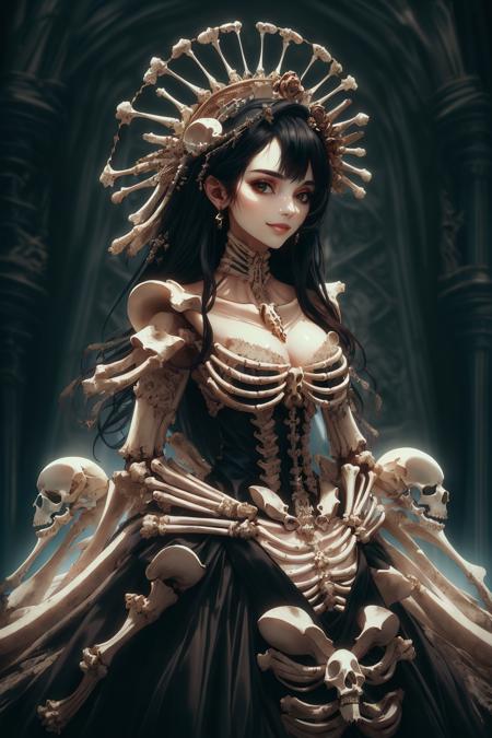 edgBones wearing edgBones dress with skeleton bones dress with skeletal bones bones