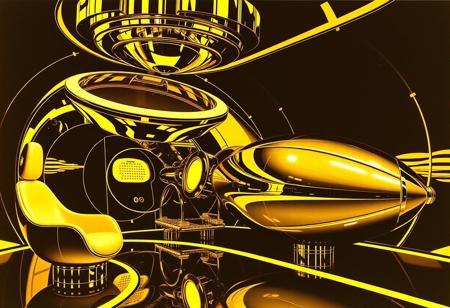 Avant-garde , gold and chrome , retro futurism 1960s