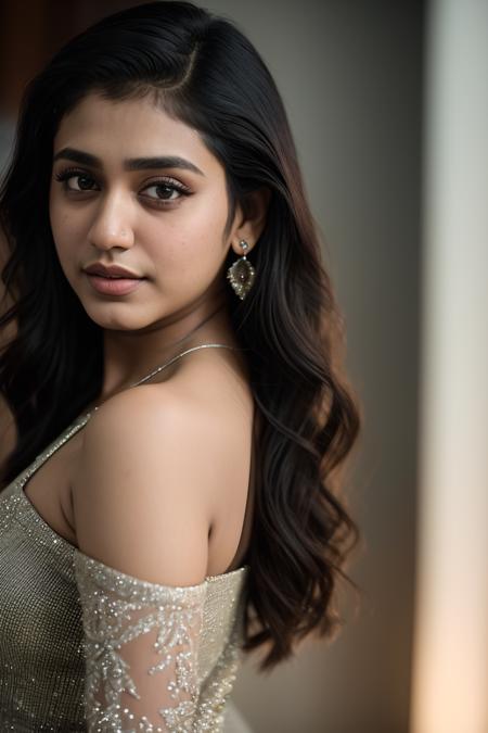 photo of beautiful (priyapvarrier:0.99), a woman as a movie star, freckles, sweater off-shoulders, trousers, at a movie premiere gala, dark moody ambience (masterpiece:1.2) (photorealistic:1.2) (bokeh) (best quality) (detailed skin:1.2) (intricate details) (nighttime) (8k) (HDR) (cinematic lighting) (sharp focus), (looking at the camera:1.1), (closeup portrait:1.1)