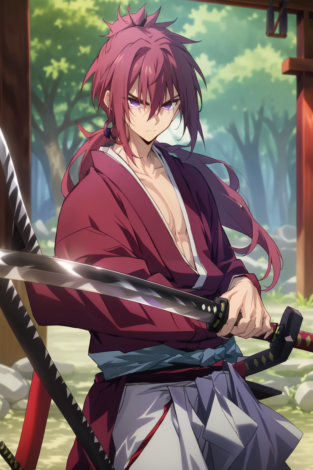 Anime samurai girl sword long hair forest wallpaper | 1920x1200 | 628201 |  WallpaperUP