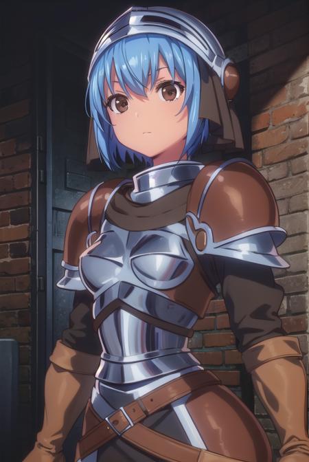 menadshisei, <lora:menad shisei-lora-nochekaiser:1>,
menad shisei, short hair, (brown eyes:1.5), blue hair,
BREAK gloves, armor, shoulder armor, brown gloves, pauldrons, breastplate,
BREAK indoors, castle,
BREAK looking at viewer, (cowboy shot:1.5),
BREAK <lyco:GoodHands-beta2:1>, (masterpiece:1.2), best quality, high resolution, unity 8k wallpaper, (illustration:0.8), (beautiful detailed eyes:1.6), extremely detailed face, perfect lighting, extremely detailed CG, (perfect hands, perfect anatomy),