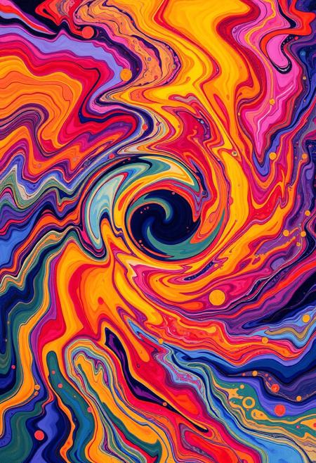 A swirling vortex of emotions represented by vibrant abstract colors, shapes flowing like liquid, capturing the chaos and beauty of human feelings.