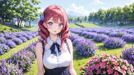 (masterpiece,best quality:1.6),
(solo,1girl,bishoujo,bust:1.2),
scenery,(flower fields, gardens, lavender),
flower,butterfly,