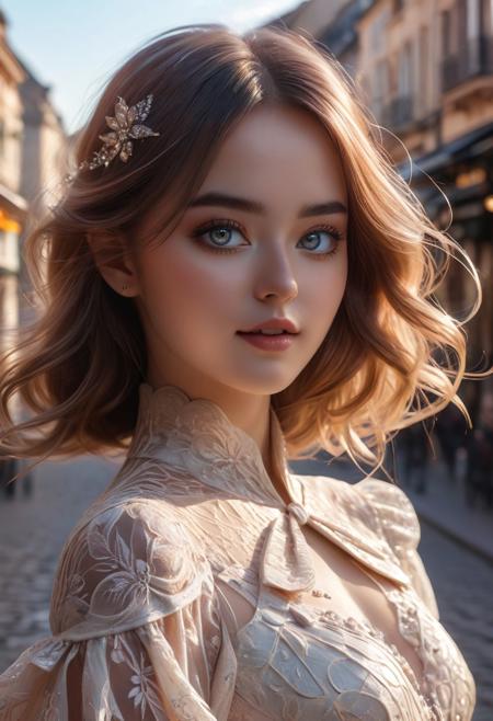 High-quality, high detailed skin, (visible eyes, nose and mouth:1.10). (perfect eyes nose and mouth:1.10), 8K Resolution, film grain, epic composition, Fujifilm XT3, Canon R5. The perfect mature european girl with medium breast covered, oval face, wide smile, (perfect smile:1.0), big eyes, brown detailed eyes, (light make up:1.05), (blunt bangs:1.10), black lace top, (visible tummy with navel:1.10), black knife pleat skirt, fishnets, with black chunky shoes, full-body, (standing pose:1.10), looking at you, wind effect, (flowing long hair until waist:1.10), wavy hair, the wind makes flowing her hair, happy face, serene, (one hand on his own shoulder:1.10), (perfect thin hands fingers:1.10), cleavage, outdoors, city with a little courtyard, benches, fashion rooms/shops, (visible comphrehensive texts on shops:1.10), (visible background:1.15), fashion_theme trending. (Full-body:1.15), (from head to toes:1.10).
BREAK
Absurd, masterpiece, artwork, trending, trendy, (24 years old)