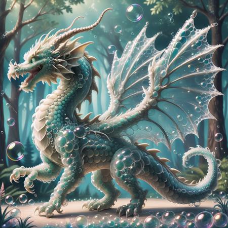made_of_bubbles
BREAK
 Transparent dragon made of bubbles, colorful rainbow bubbles,
BREAK 
, whimsical forest background,