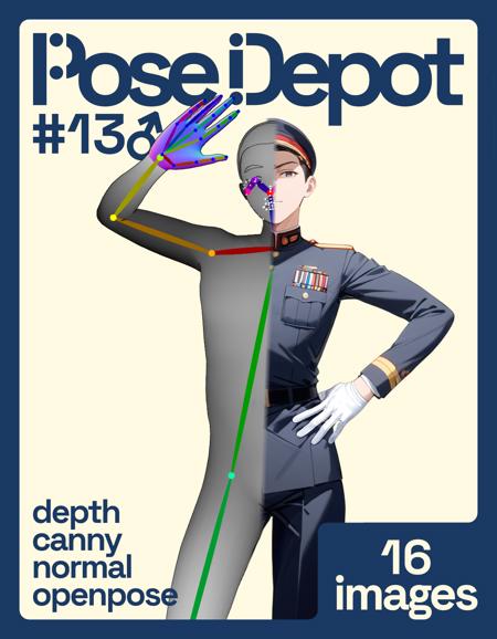 [OpenPose + Depth + Canny + Normal] Pose Depot #13M: Salute Pose Depot #13M