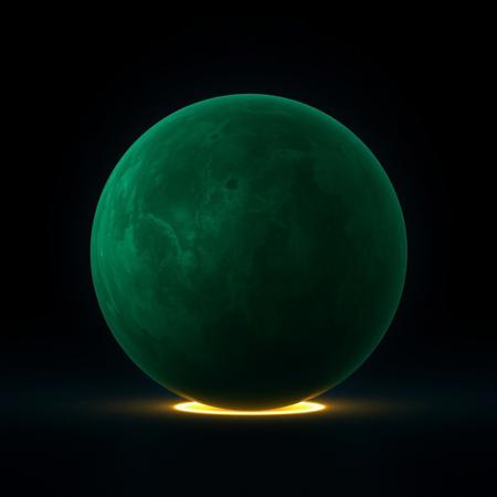 Huge jade  orb with black glowing aura. Simple background,  dark background, cinematic view, no more text