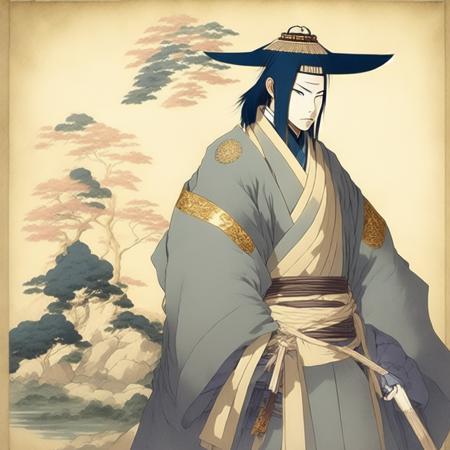 anime A nobody from the Edo Period is dressed as the Shogun (ShogunNobody style:1) <lora:djzShogunNobody:0.8)