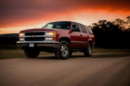 ((chvrltth))  <lora:chvrltth:.8>  analog gloomy photo of a (dark red), ((three quarter view)), (dark sunset), driving on a dirt road, (dilapidated town), ((horror movie)), slasher film, texas chainsaw massacre, amish cult, film grain, retro, High Detail, Sharp focus, ((photorealism)), realistic, best quality, 8k, award winning, dramatic lighting, epic, cinematic, masterpiece <lora:add_detail:1>