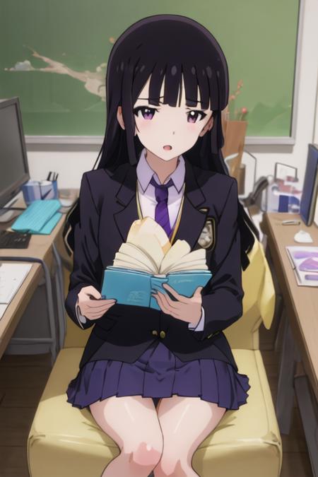 mitsuki_kanzaki_imocho black_hair, long_hair, bangs, purple_eyes