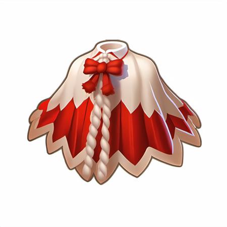 2d icon. a red and white cape with a red bow. <lora:SDXL_icon_V2-000034:1>