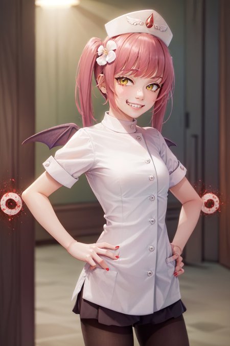 ebola-chan twintails hair flower hair ornament nurse cap nurse wings