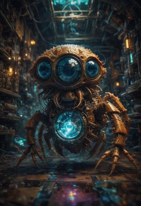 fisheye lens (fisheye view) photograph, ((The Pincer is a tough, positional chess player who will squeeze you over the board until you resign, it's ELO is reported as 2.50777%, it looks similar to a (whipScorpion) mechanical alien,)) echo image, sidelit, masterpiece from a different dimension, film grain, noise offset,  <lora:add-detail-xl:1>  candid photography, Getty Images quality photograph , double exposure, multiple-exposure photograph, UHD, very slow shutter speed to capture motion, experimental coloured lighting, experimental angles, strong fisheye-lens/ intense fisheye-view photograph, intricately detailed, very detailed background, realisticvision-negative-embedding, realisticvision-negative-embedding, epiCRealism