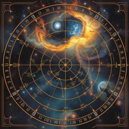 fantasy art style, fantasy star chart, a detailed magical star chart with measurements and constellations, nebulae,