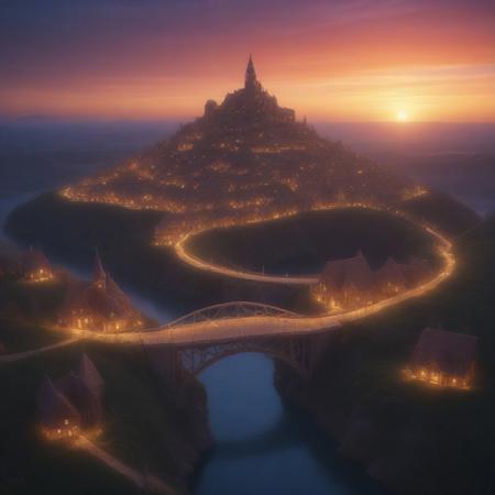 a magical city made of straws, straw buildings and bridges, glowing lights, vivid colors, (ultra detailed:1.3), (beautiful landscape:1.2), (sunset sky:1.1), (dreamlike:1.2)
<lora:SDXL\made_of_straws.safetensors:1.0>