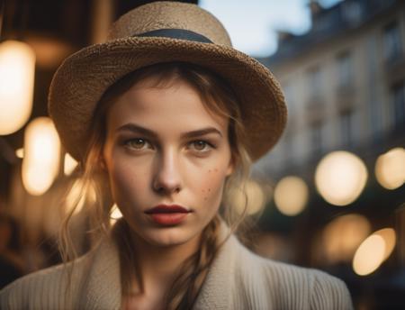 <lora:sydneyroper_lora_xl :1> sydneyroper a close up portrait photo of a beautiful 26 y.o woman in a paris cafe, wearing vintage clothing, moody, vines, organic, modern, (high detailed skin:1.2), 8k uhd, dslr, soft lighting, high quality, film grain, Fujifilm XT3